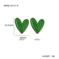 French vintage green marble heart earrings in durable stainless steel finish - Green