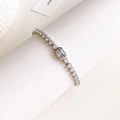 Zilveren tennisarmband met centraal kristal in smaragdsluip en fonkelende pavéstenen - Stijl met heldere hoofdsteen / Staal + Witte Zirkonia