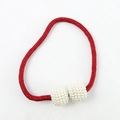 Modern deep red braided curtain tieback with cream faux pearl magnetic decorative balls - Wine Red