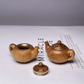 Green sandalwood lotus sachet teapot pendant with brass accents on white paper - Green Sandalwood Teapot Shape / Approx 2.8*4.1cm