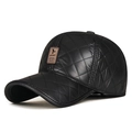 Berretto da baseball trapuntato nero con paraorecchie e toppa sportiva invernale - Regolabile / Nero