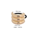 Golden irregular wavy metal hair cuff with elastic band for high ponytails - Triple Layer Arc