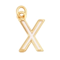 Letter X pendant with golden metal frame and white enamel fill for necklaces - White - Letter X