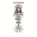 Temporary full arm tattoo sticker with Jesus, dove, rose, and cross in black and grey - WD-040/Jesus Rose Dove