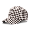 Brown and white plaid tweed baseball cap featuring a classic check pattern design - One Size(Adjustable 56-60cm) / Brown and White Plaid