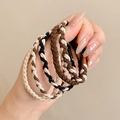 Set of 5 high-elasticity braided hair ties in beige, brown, and black neutral tones - Set of 5 / 1# Mixed Braided Style