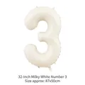 Creamy white 32-inch matte foil number 3 balloon for birthday party decorations - 32 Inch Number 3 / Cream White
