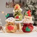 Three festive Christmas drawstring gift bags featuring snowman, elk, and Santa Claus designs - Set of 3 J1 J2 J3 Embroidered Bag