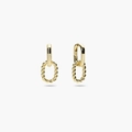 Geometrische 24k vergulde dubbele ringoorbellen met een minimalistisch vlechtwerk - Gouden (JQH0329-GG)