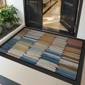 Modern entry mat with colorful woven stripes and a non-slip black rubber border - S / Colorful Stripe Dream