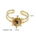 Adjustable 14K gold-plated stainless steel ring with a white marble natural stone inlay - R1-Feldspar