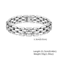 Silver stainless steel wide chain bracelet for men with 21.5cm length and clasp detail - Silver/Steel 21.5cm Length 1.3cm Width