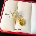 Detail of 1.8cm sunflower brooch with crystals and golden base in jewelry box - C019-Gold Sunflower