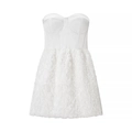Witte strapless jurk met 3D-rozentextuur en een korset-top met baleinen - S / Wit