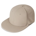 Beige hip hop snapback cap with laser-cut ventilation holes and flat brim style - Stretch 57-58 / Deep Beige