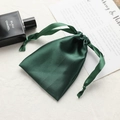 Glossy green satin drawstring bag for cosmetics and gifts with smooth silk texture - Trend Green