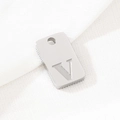 Polished stainless steel rectangular pendant with engraved letter V on white fabric - Letter V(KLJ9802-Z) / Silver