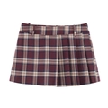 Gonna a pieghe bordeaux da donna con motivo scozzese classico e silhouette a linea A - XS / Pantaloni culotte
