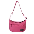 Borsa sottobraccio in nylon magenta con doppia cerniera e tracolla regolabile - rosa acceso