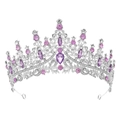 Detail of silver crown with purple rhinestones and intricate crystal teardrop patterns - Silver & Purple Crystal