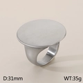 Anillo ovalado minimalista de acero plateado de 31 mm de diámetro con acabado cepillado - US 6 / Estilo Redondo de Acero Cepillado (KR111195-TOM) / Color Acero