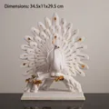 Modern white and gold peacock ornament sculpture for luxury home living room decor - Fan-tailed Peacock