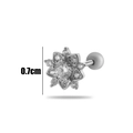 Silver flower cartilage earring with sparkling crystals and 0.7cm size dimension - Silver Flower Style (5# Silver)