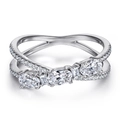 Elegant 925 sterling silver ring with oval cubic zirconia stones and a cross double band - US Size 5 / Double Ring Infinity Three-Stone Oval Style