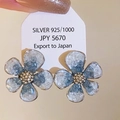 Macro shot of blue flower earrings with 925 silver studs and crystal petals details - 1# Silver Blue Flower Stud Earrings