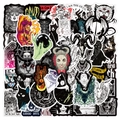 Autocollants punk gothiques noir et blanc avec crânes et démons pour bagages et laptop - Série Diable Gothique-50 Pièces