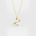 S925 sterling silver gold necklace with letter Z pendant and colorful gemstones - Gold Letter Z