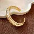 Minimalist gold-tone wavy textured open cuff bracelet with a high-polished finish for women - Narrow Pleated / Gold