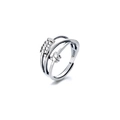 S925 Sterling Silber Drehring gegen Angstzustände mit beweglichen Perlen und offenem Band - Überlappender Spulenring-Stil / Silber