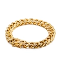 Hip hop gold plated Cuban chain bracelet with paved white zircons on a white background - Gold (KB128120-BDJX)