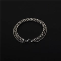 Double-layered silver titanium steel bracelet featuring wheat and box chains for men - 18cm