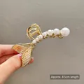 Pince à cheveux queue de poisson dorée avec perles incrustées longueur 8.5cm - 60# Perle Queue de Poisson