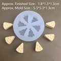 Detailed macro view of 6-cavity silicone mold with dimensions for cheese shaped crafts - 6-Hole Mini Cheese Mold - Translucent