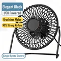Elegant black desktop USB fan with powerful brushless motor and minimalist design - 6-inch Metal Black [1 Speed]