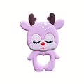 Pink cartoon deer silicone baby teether with heart-shaped grip and soft antlers - Elk / Pink