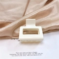 Elegant cream white square plastic hair claw clip on silk fabric for a stylish hair styling - White Small Square Claw Clip