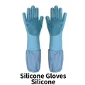 Foggy blue extended silicone grooming gloves with thick bristles and fabric sleeves - Haze Blue (Extended)