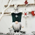 Gnomo di Natale con cappello verde a fiocchi di neve e barba bianca decorativo - Verde Scuro