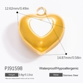 Colgante de corazón en acero inoxidable dorado pulido con dimensiones y peso - Estilo de Corazón Hueco Dorado (PJ91598)