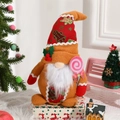Weihnachtswichtel Plüschfigur mit Lebkuchenhut und Lolli auf Geschenkbox Deko - Bart-Stil / 15.5*9*27cm