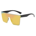 Oversized shield sunglasses with yellow mirrored lenses and black frames for style - C07 Red Mirror