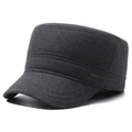 Cappello invernale da uomo grigio scuro in lana spessa con paraorecchie e logo GABACK - Regolabile / Grigio
