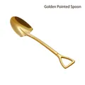 Golden pointy spade-shaped stainless steel dessert spoon with high polished finish - 304 Gold Pointed Shovel