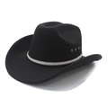 Classic black felt cowboy hat featuring pearl hatband and metallic side eyelets - Black