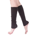 Dark coffee knit leg warmers for women with ribbed texture in a stirrup style - One Size / Dark Gray