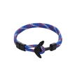 Blue, red, and white nautical paracord bracelet with a black matte anchor clasp - Camo Royal Blue